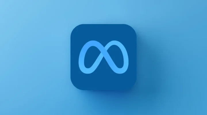Blue Meta logo icon on gradient background