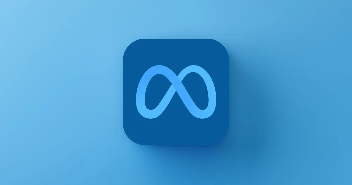Blue Meta logo icon on gradient background