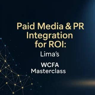 Lima Alhawamdeh WCFA masterclass on paid media and PR integration strategies for maximum ROI with network connection graphics