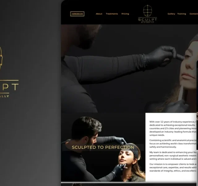 Sculpt website design showcasing cosmetic transformations.
