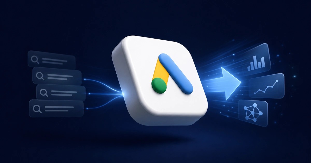 Google Ads logo with analytics and growth icons
