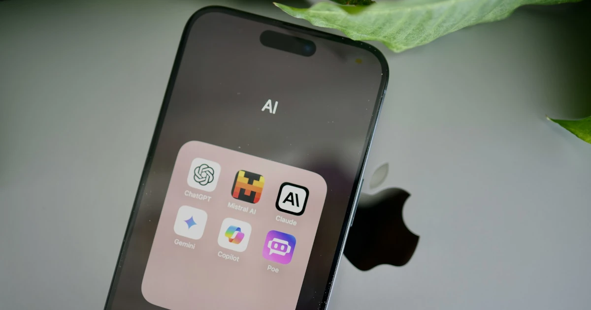 Smartphone displaying AI apps folder on screen