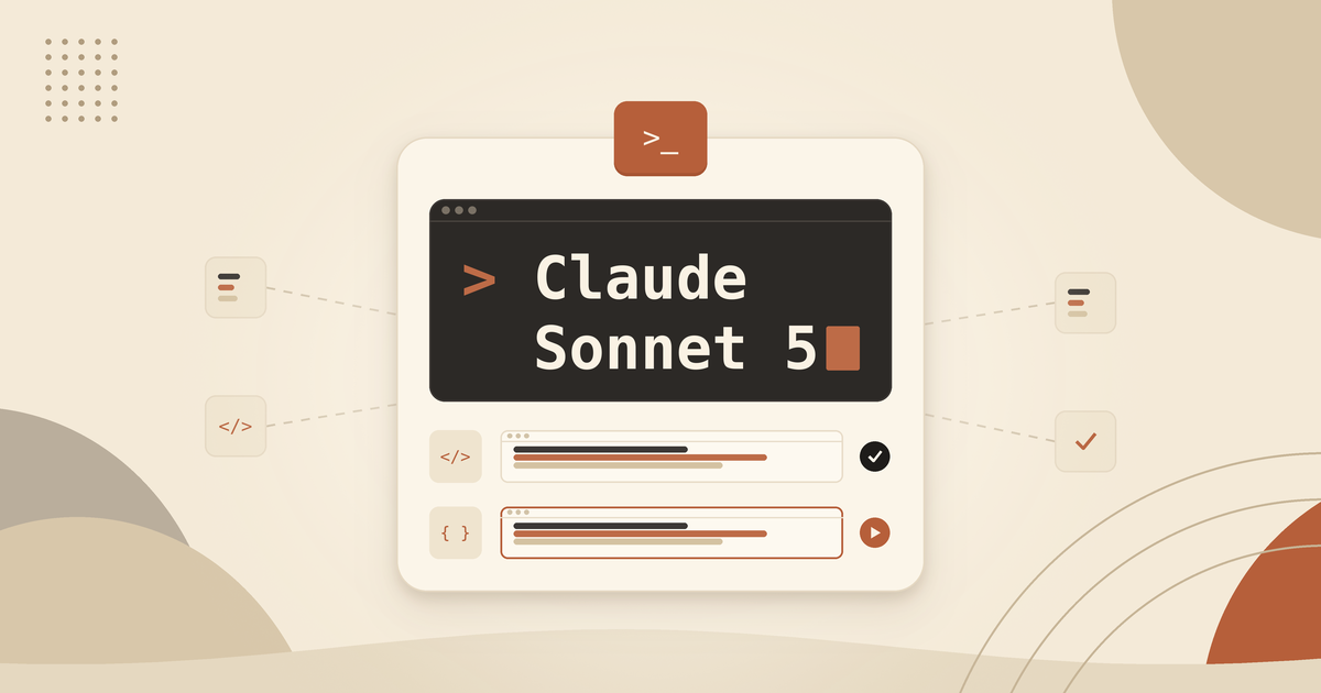 Claude Sonnet 5, Anthropic's mid-tier model released on 30 June 2026, shown typed at a terminal prompt with agentic task rows running below