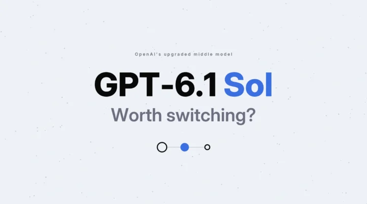 GPT-6.1 Sol, OpenAI's upgraded middle GPT-6 model, with the question worth switching and a three-tier path marking Sol.