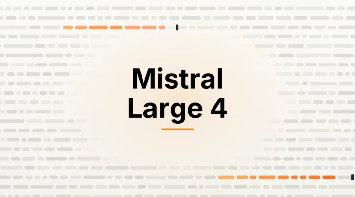 Cover reading Mistral Large 4 in black on cream, framed by rows of faint token chips with two runs lit in orange.