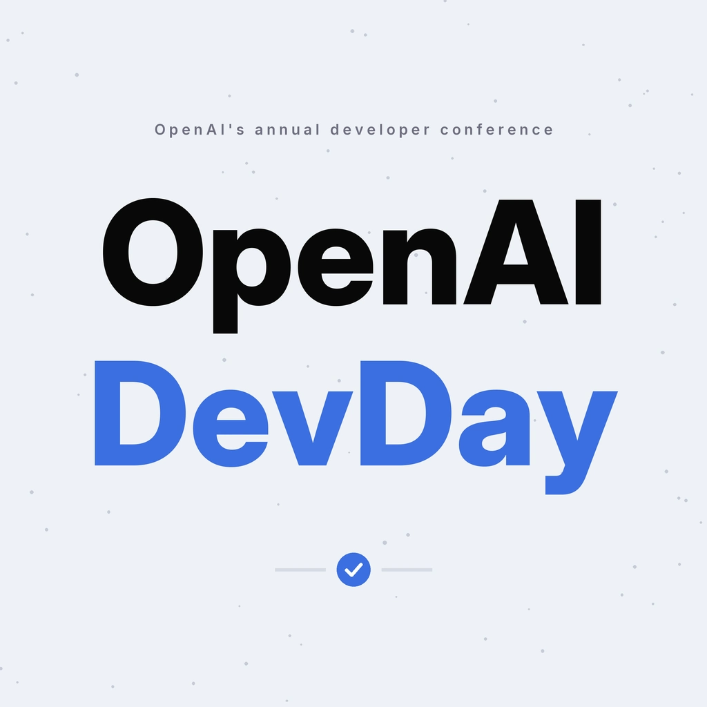 Square cover for the AIWIZ report on OpenAI DevDay 2026: the OpenAI DevDay wordmark in black and blue with a tick divider